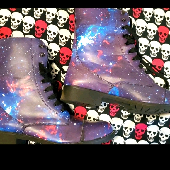 Hot Topic Shoes - Galaxy Print Combat Boots
